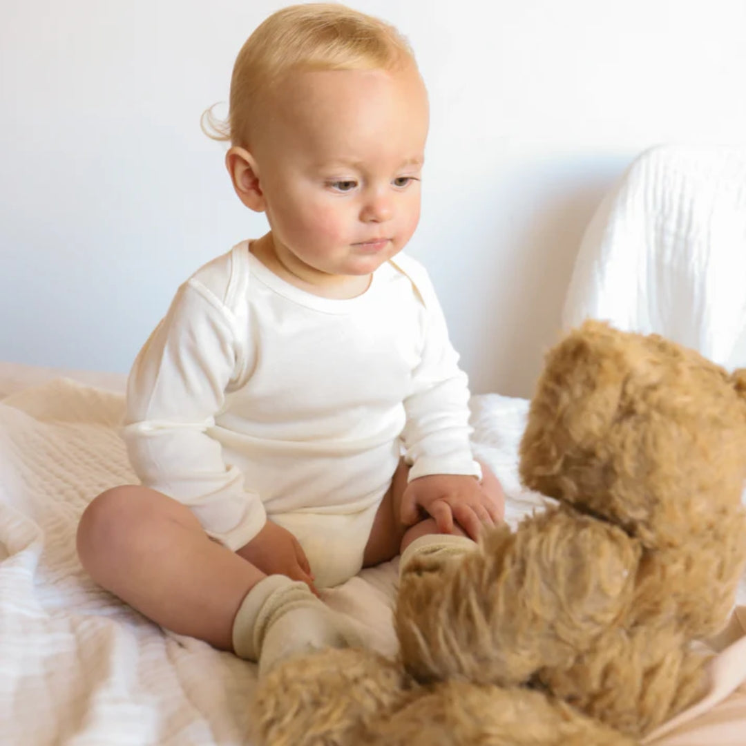Fibre For Good Undyed Organic Cotton Long Sleeve Bodysuit Natural White
