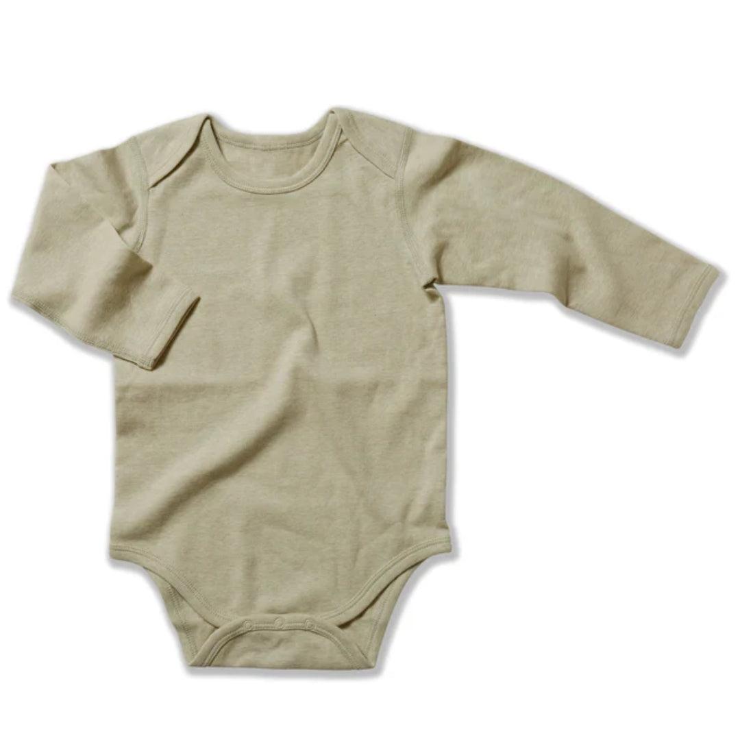 Fibre For Good Undyed Organic Cotton Long Sleeve Bodysuit Sage
