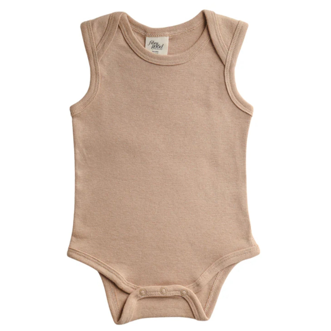 Fibre For Good Undyed Organic Cotton Sleeveless Bodysuit Dark Brown