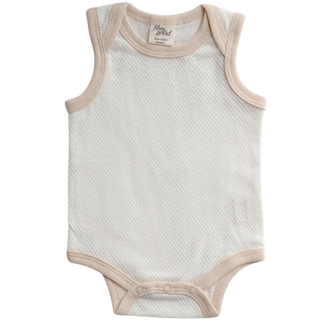 Fibre For Good Undyed Organic Cotton Mesh Bodysuit Natural White