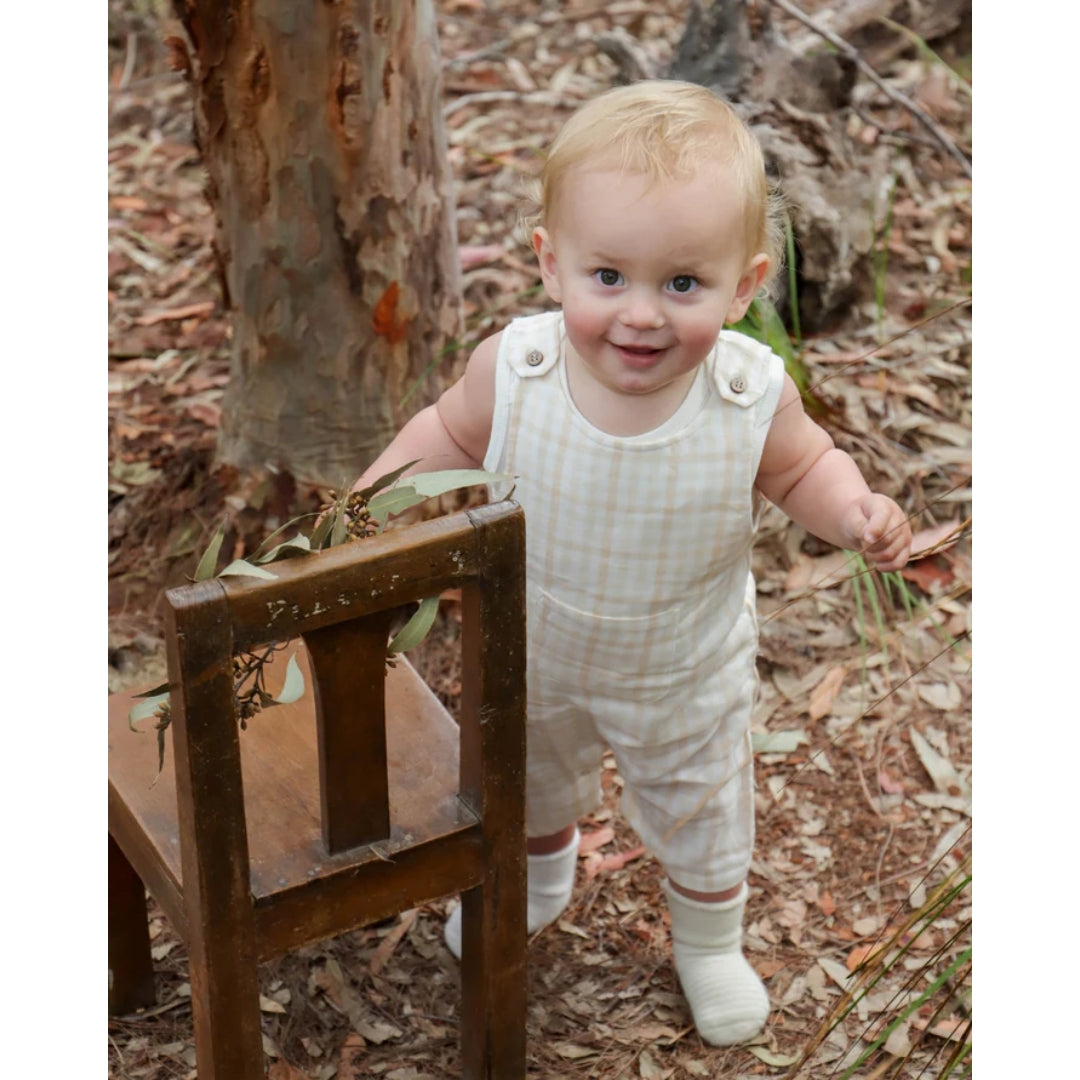 Fibre For Good Undyed Organic Cotton Gingham Sleeveless Overall