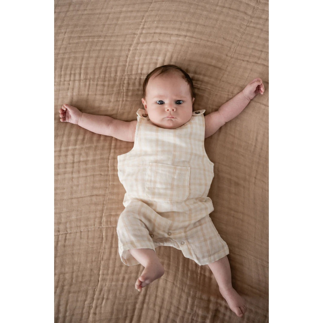 Fibre For Good Undyed Organic Cotton Gingham Sleeveless Overall