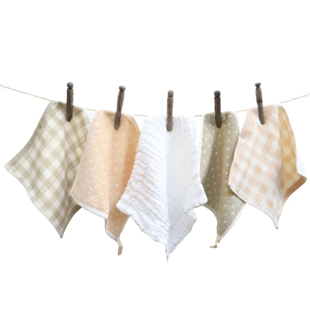Fibre For Good Undyed Organic Cotton Reusable Wipes 5 Pack Assorted