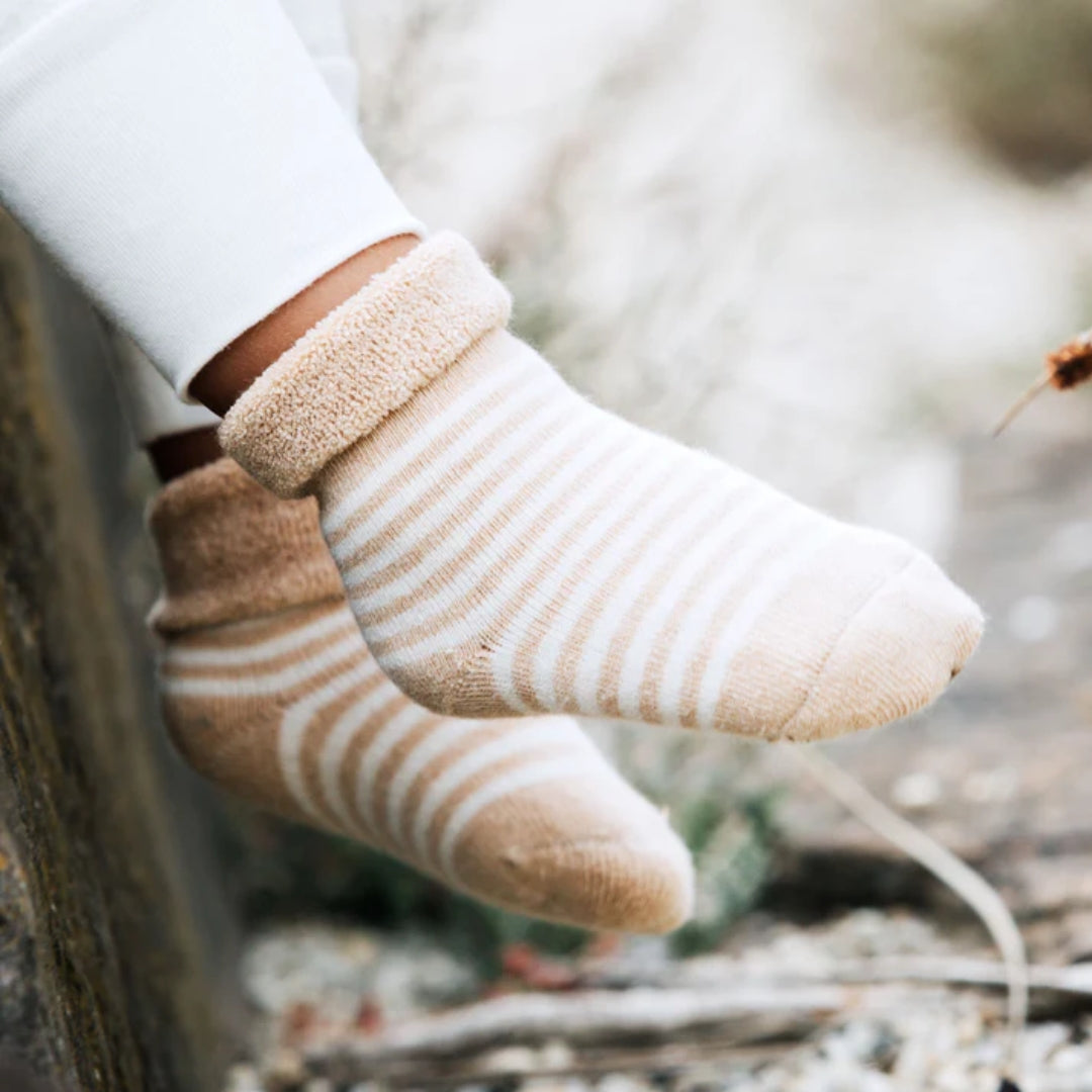 Fibre For Good Undyed Organic Cotton Stripe 3 Pack Socks Small (0-6 Months)