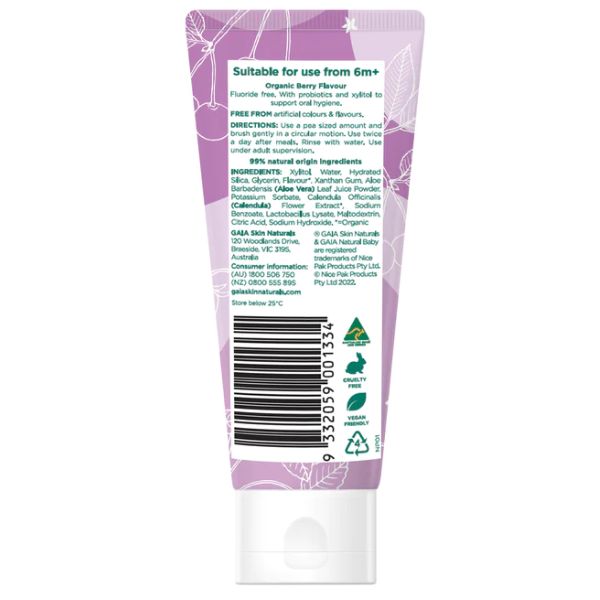 GAIA Natural Baby Probiotic Toothpaste Berry Burst 50g