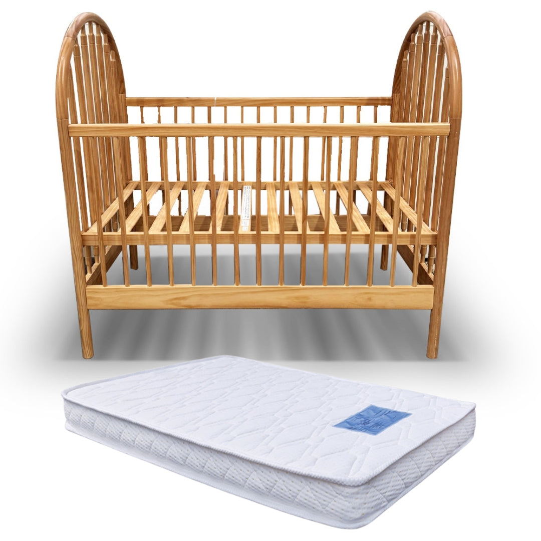 Gusto + Darcy Aphrodite Cot Maple Wash with Mattress