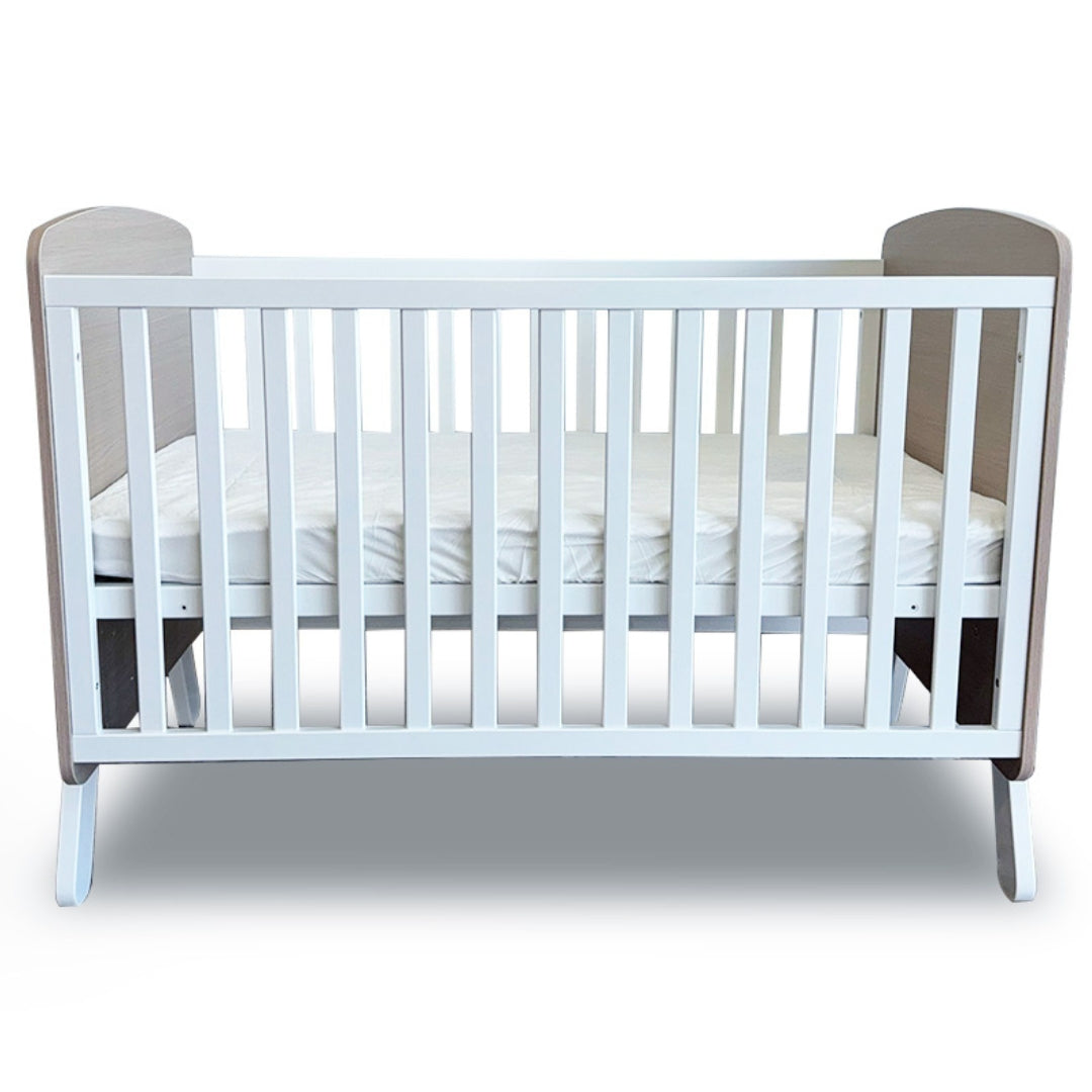Gusto + Darcy Athena Cot Oak Wash / White with Mattress