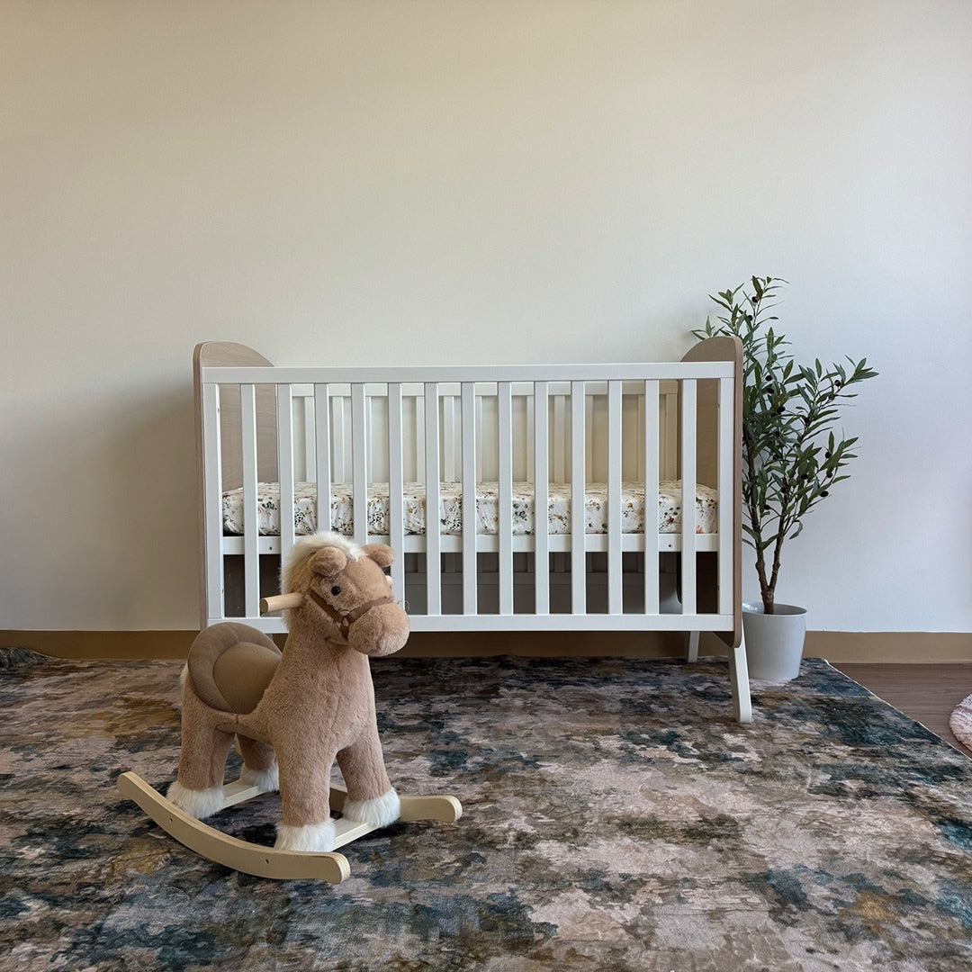 Gusto + Darcy Athena Cot Oak Wash / White with Mattress