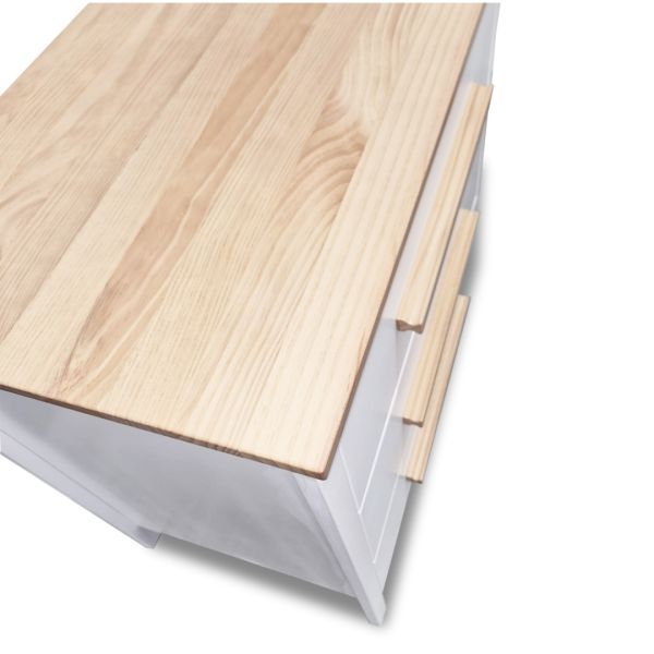 Gusto + Darcy Omorfi Cot White/Maple Wash with 3 Drawer Chest & Sweet Pea Standard Mattress Package Deal