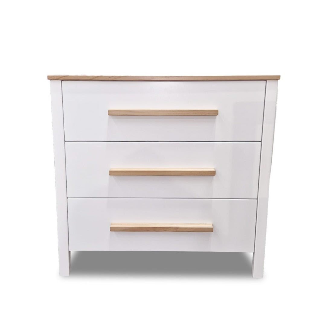 Gusto + Darcy Omorfi 3 Drawer Chest White/Maple Wash