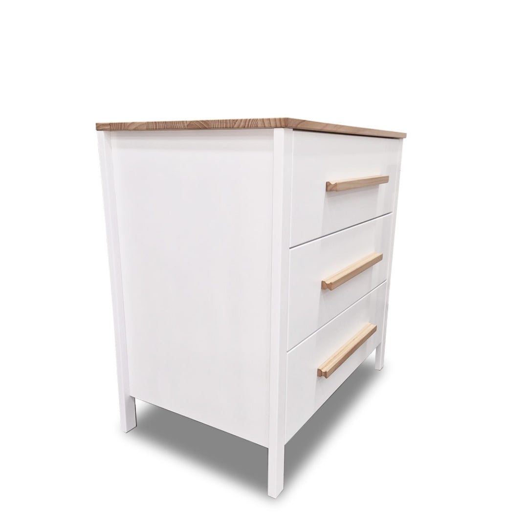 Gusto + Darcy Omorfi 3 Drawer Chest White/Maple Wash