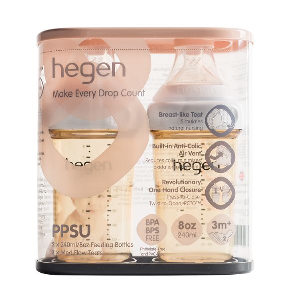Hegen PCTO 240ml Feeding Bottle PPSU (3-6 Months) 2pk