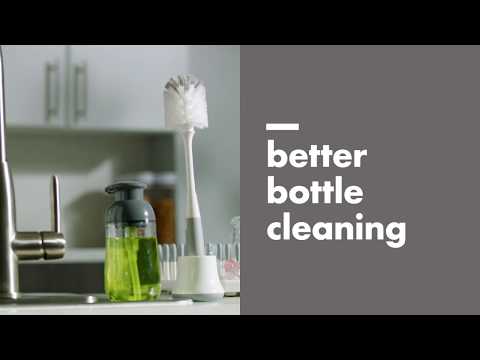 OXO TOT Bottle Brush with Detail Cleaner & Stand Grey