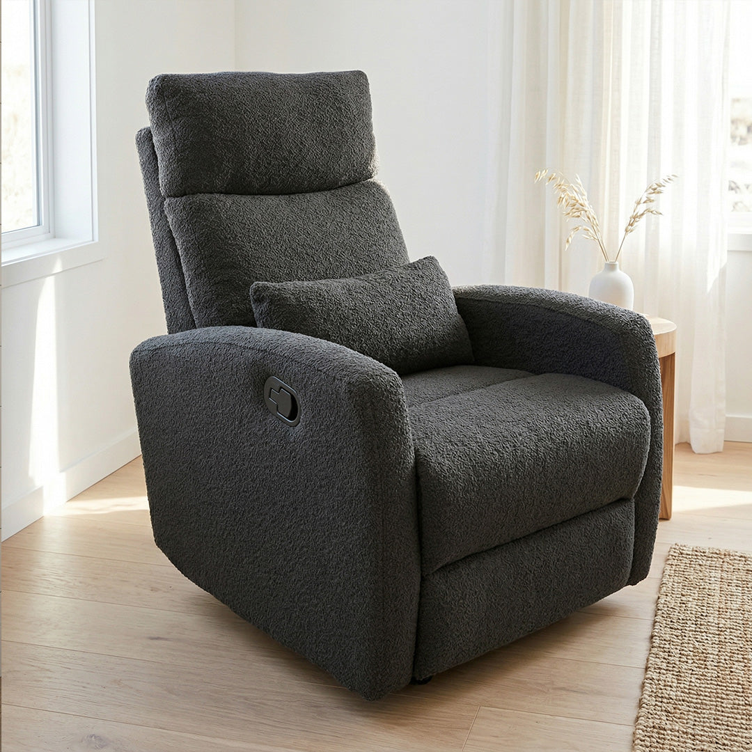 Eldita Iris Recliner Gliding Chair Charcoal Boucle