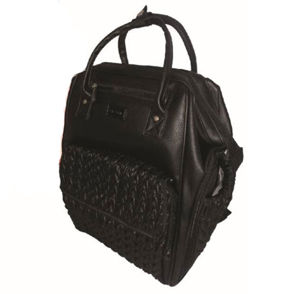 La Tasche Elegance Nappy Bag Black Faux Leather /Fabric