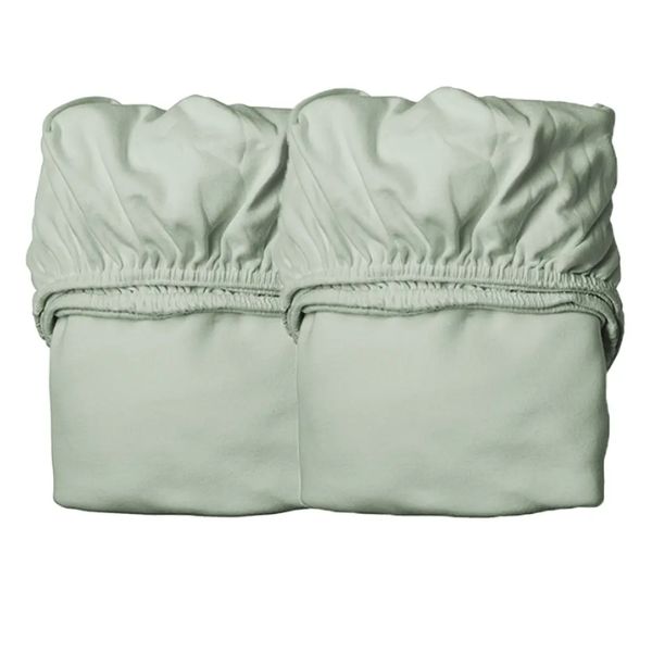 Leander Organic Fitted Cot Sheets 2pk Sage Green