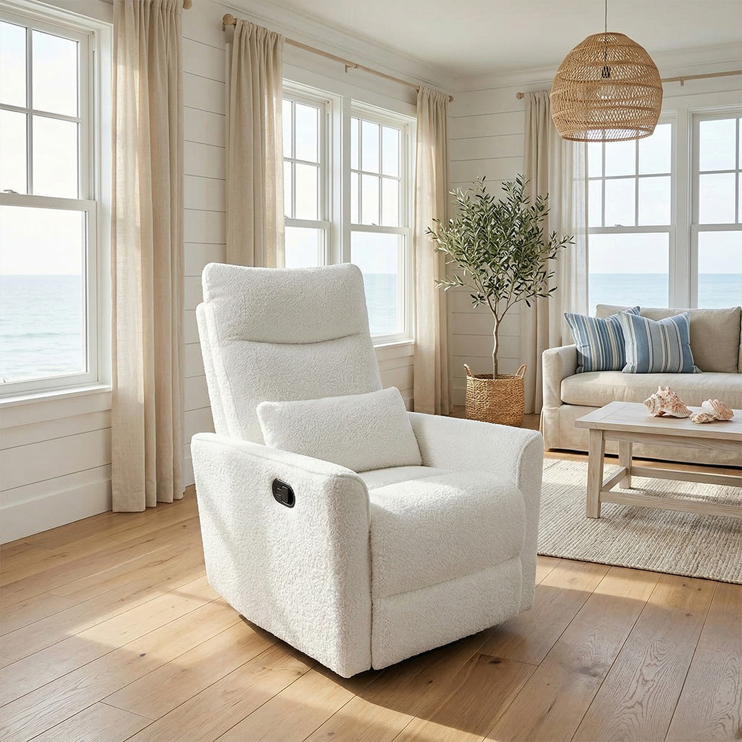 Eldita Lily Reclining Glider Chair White Boucle