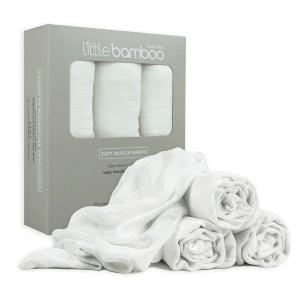 Little Bamboo Muslin Wraps 3 Pack Natural