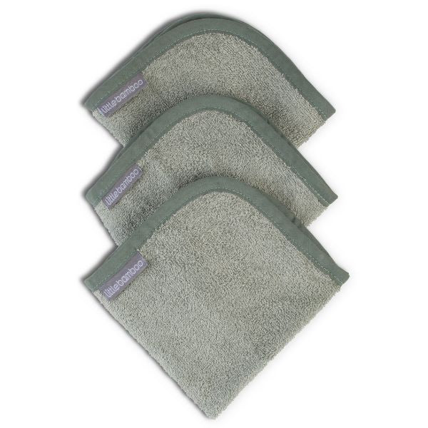 Little Bamboo Towelling Washers 3pk Bayleaf