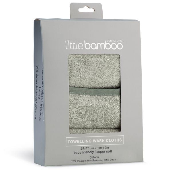 Little Bamboo Towelling Washers 3pk Bayleaf