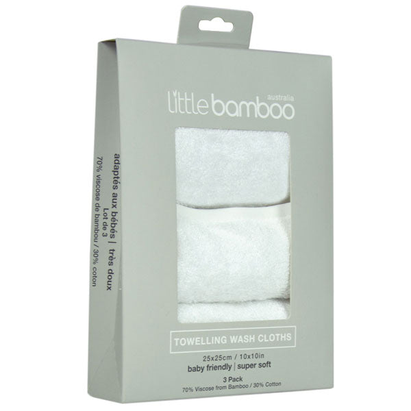 Little Bamboo Towelling Washer 3 pack Natural
