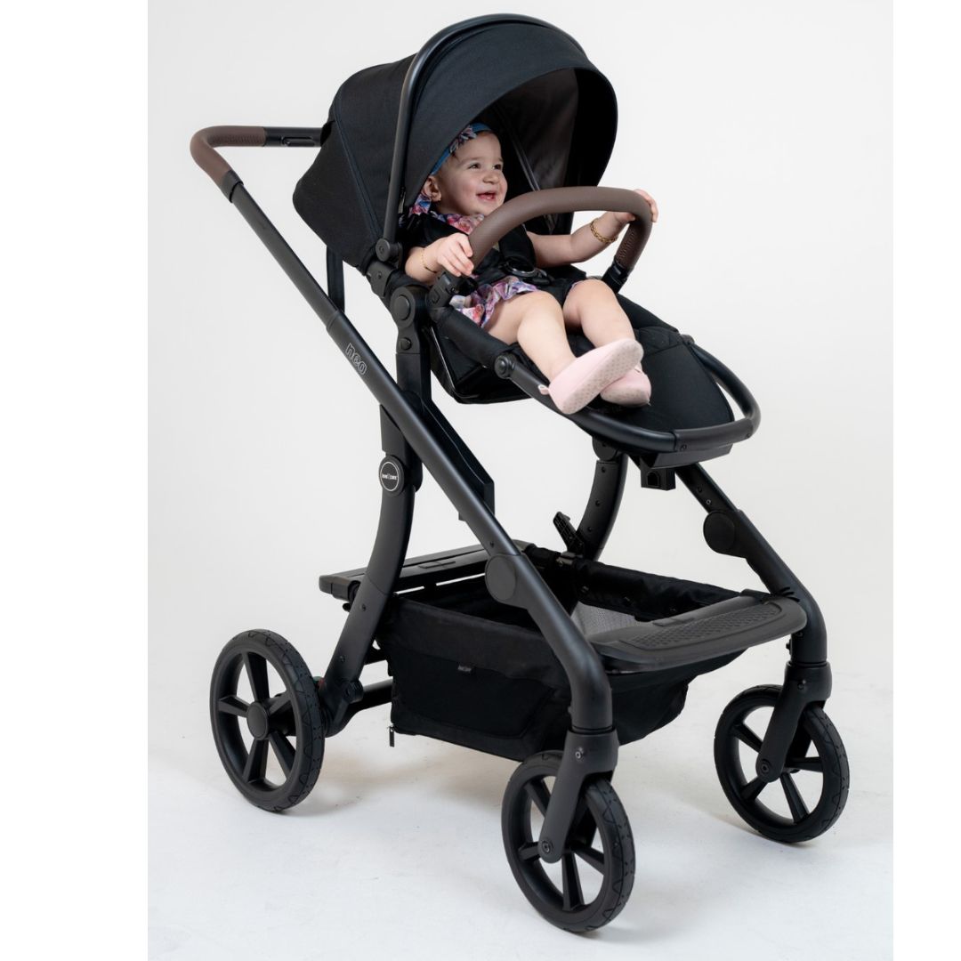 Love n Care Neo All-in-One Stroller Ebony with Carry Cot, Cup Holder, Mosquito Net, Rain Cover, Second Seat & Seat Liner