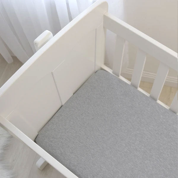 Living Textiles Jersey Bassinet Fitted Sheets 2pk Grey Melange/Stripe