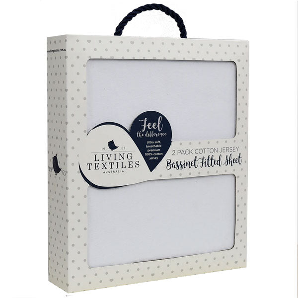Living Textiles Jersey Bassinet Fitted Sheets 2pk White