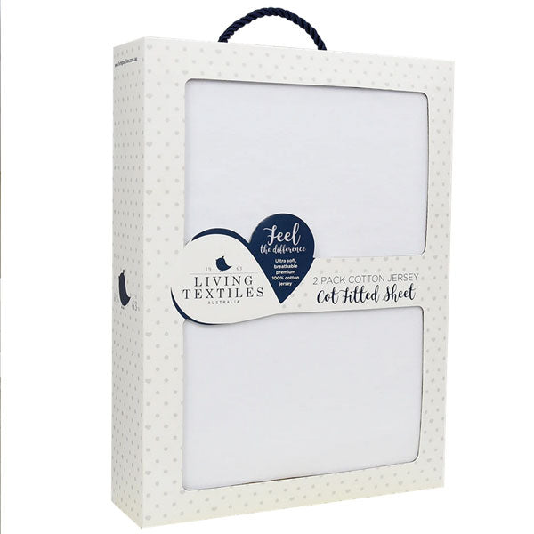 Living Textiles Jersey Cot Fitted Sheet 2pk White