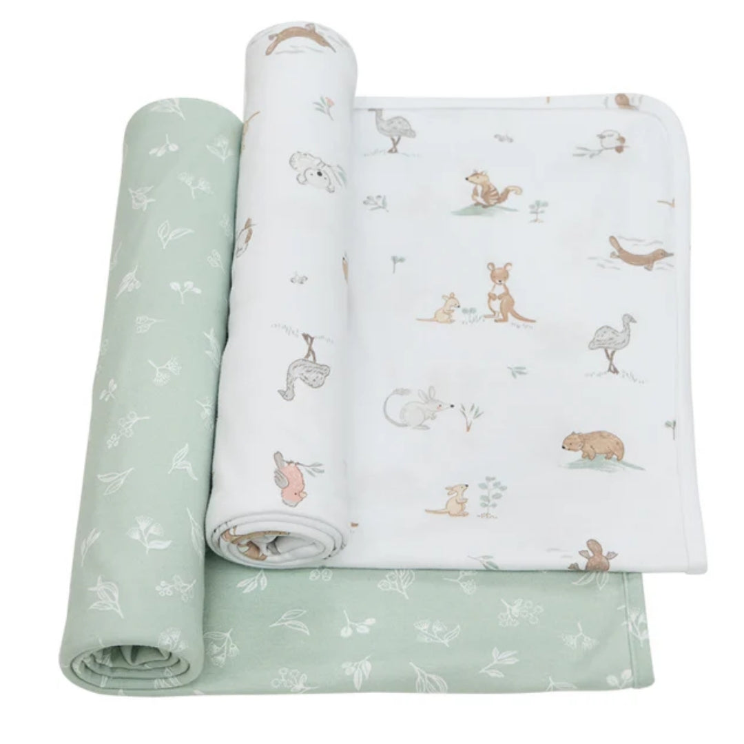 Living Textiles Australiana Jersey Swaddle Wraps 2pk