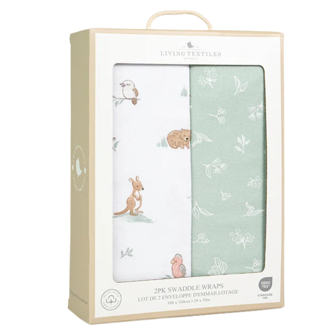 Living Textiles Australiana Jersey Swaddle Wraps 2pk