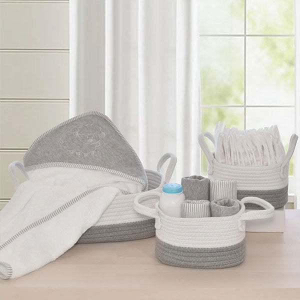 Living Textiles Cotton Rope Basket 3pc Grey/White