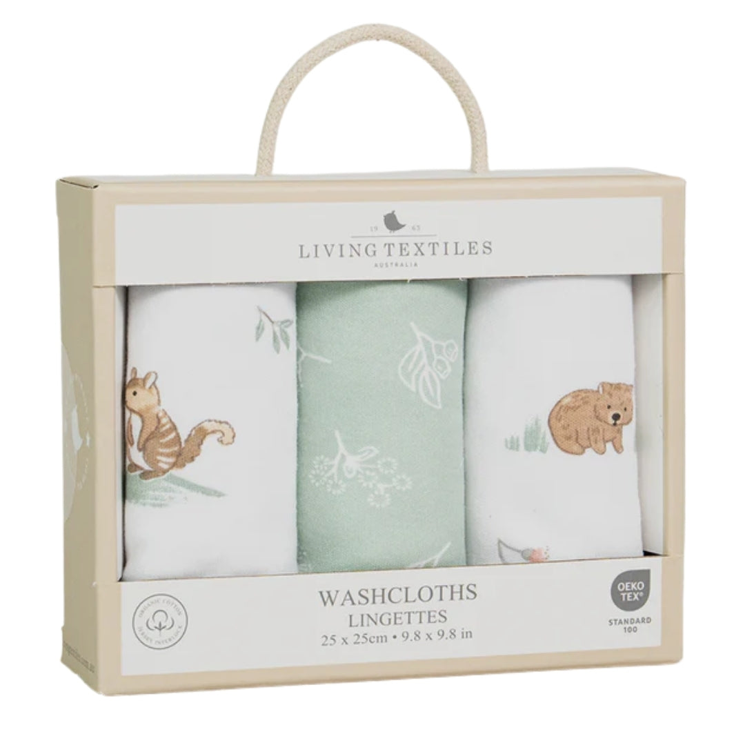 Living Textiles Washcloths 3pk Australiana