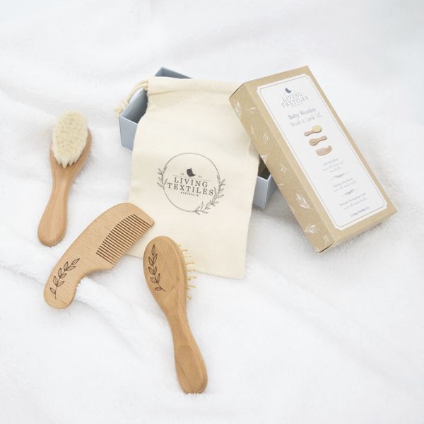 Living Textiles Baby Wooden Brush & Comb Set 3pc