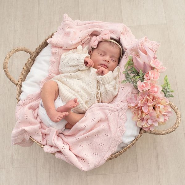 Living Textiles Bamboo Heirloom Baby Blanket Blush