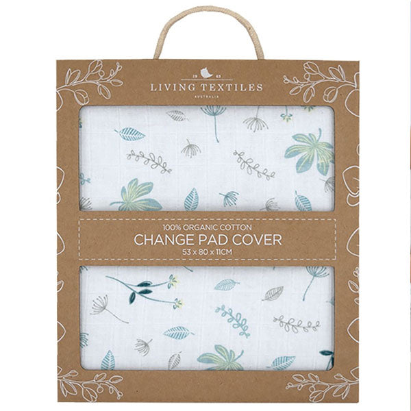 Living Textiles Organic Muslin Change Pad Cover Banana Leaf