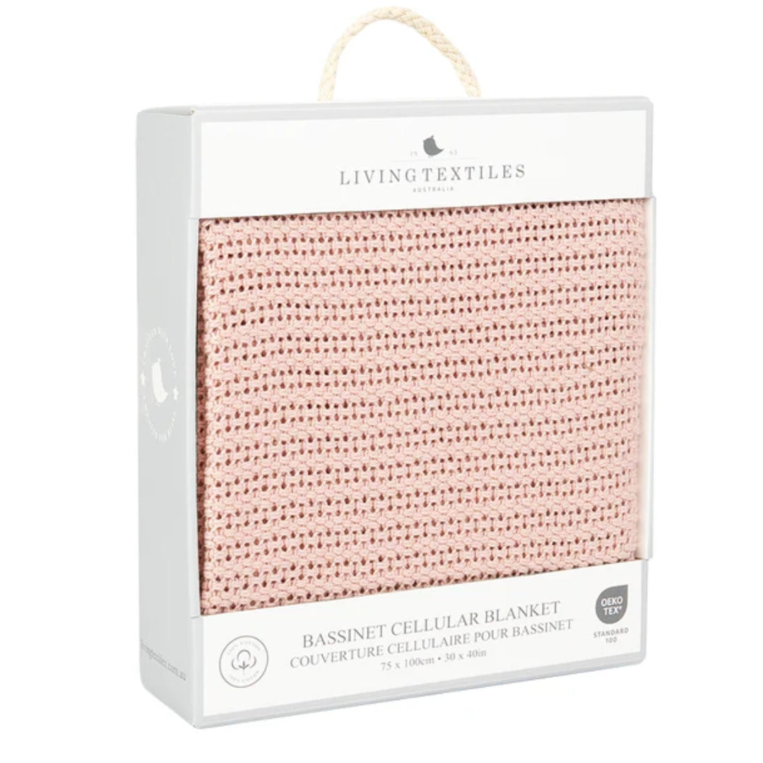 Living Textiles Cotton Bassinet Cellular Blanket Dusty Pink
