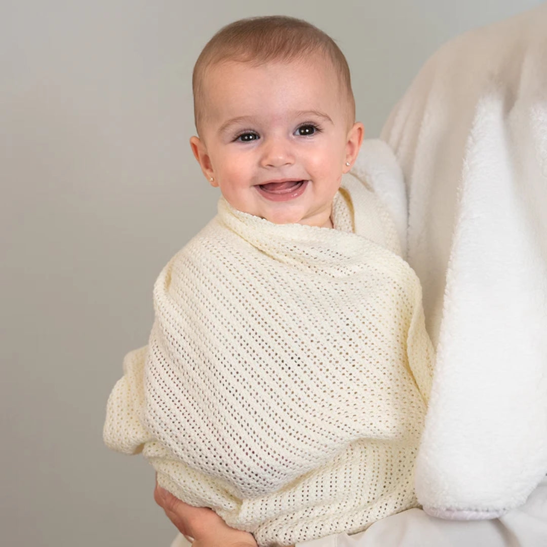 Living Textiles Cotton Bassinet Cellular Blanket Natural