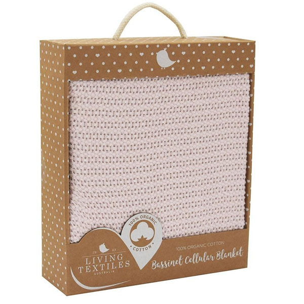 Living Textiles Organic Bassinet/Cradle Cellular Blanket Rose Quartz