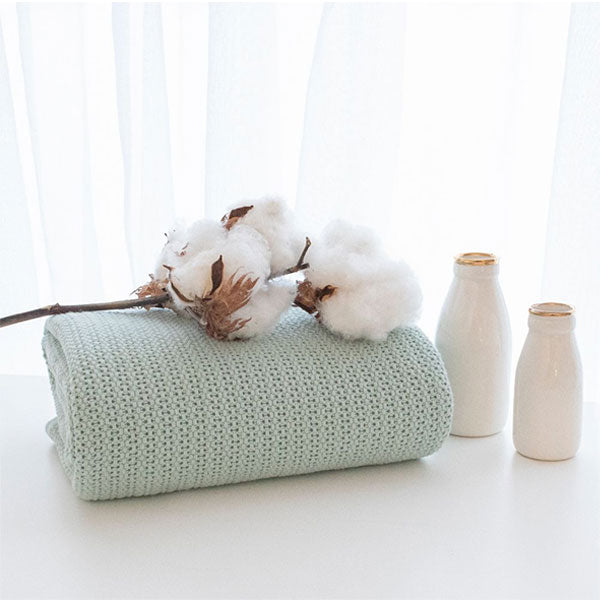 Living Textiles Organic Bassinet/Cradle Cellular Blanket Sage