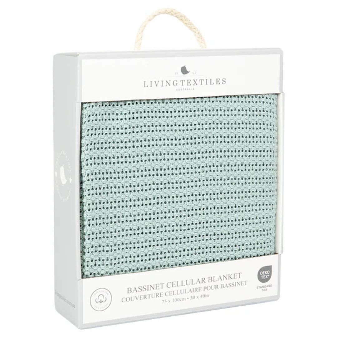 Living Textiles Cotton Bassinet Cellular Blanket Sage