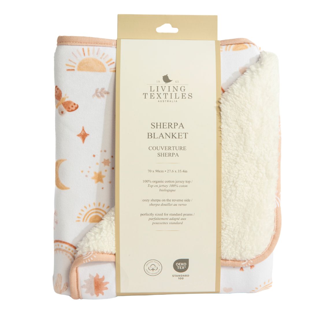 Living Textiles Jersey Sherpa Pram Blanket Bohemian Bliss