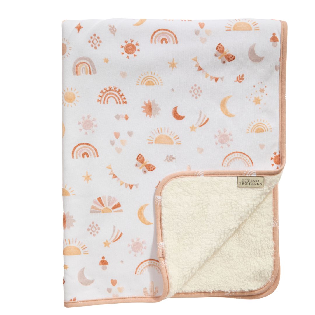 Living Textiles Jersey Sherpa Pram Blanket Bohemian Bliss