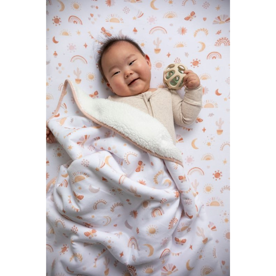 Living Textiles Jersey Sherpa Pram Blanket Bohemian Bliss