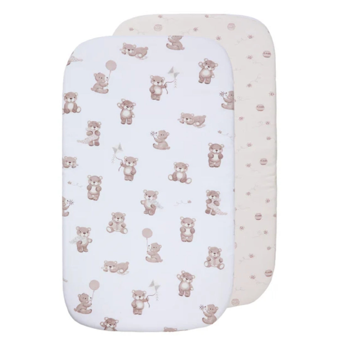 Living Textiles Bedside Sleeper Fitted Sheets 2pk Cuddly Bear
