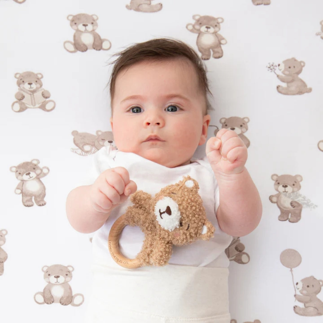 Living Textiles Bedside Sleeper Fitted Sheets 2pk Cuddly Bear