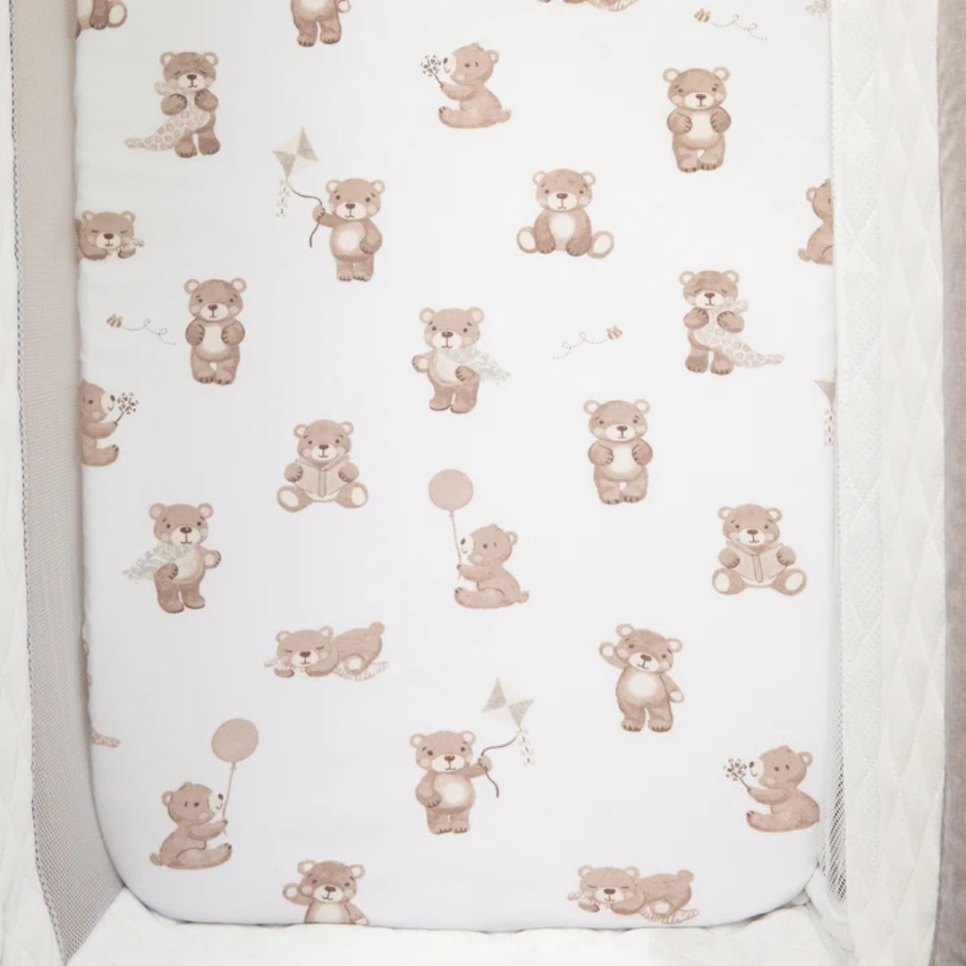 Living Textiles Bedside Sleeper Fitted Sheets 2pk Cuddly Bear