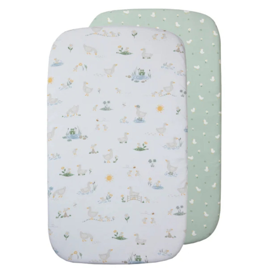 Living Textiles Bedside Sleeper Fitted Sheets 2pk Goosey Goosey