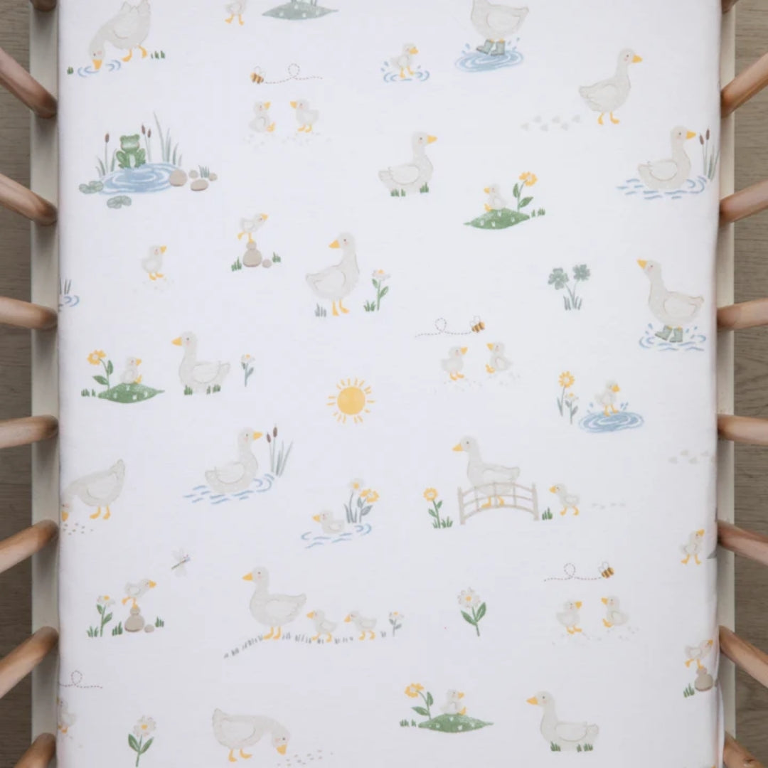 Living Textiles Bedside Sleeper Fitted Sheets 2pk Goosey Goosey