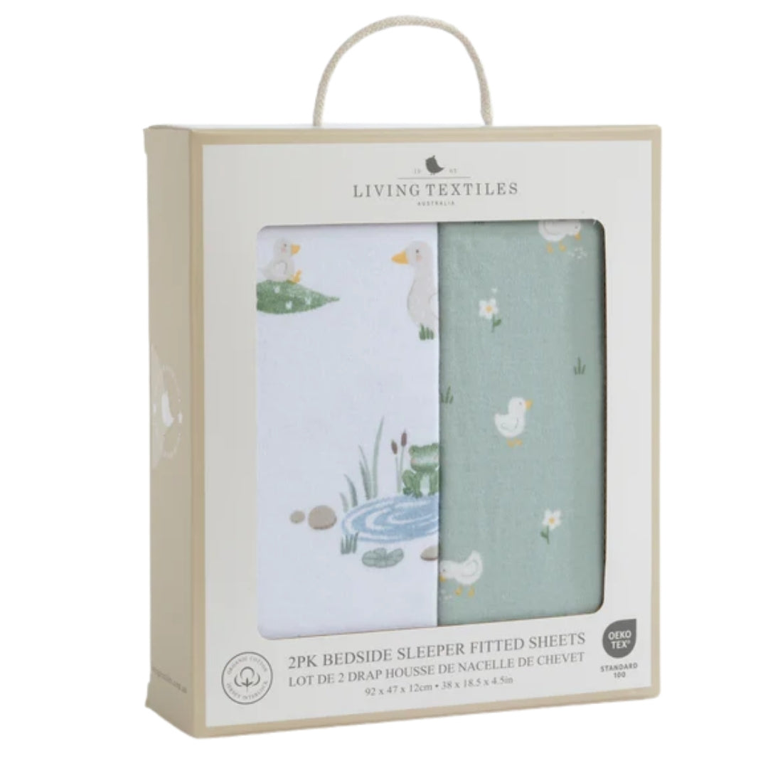 Living Textiles Bedside Sleeper Fitted Sheets 2pk Goosey Goosey